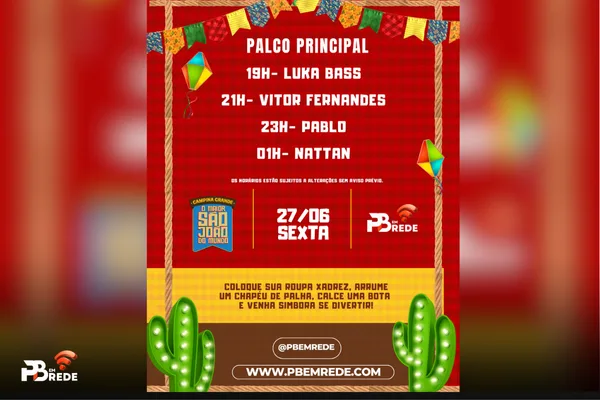 É dia de forró e emoção no Parque do Povo! Veja a programação completa desta sexta (27/06)