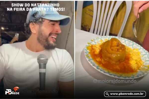 Após show no Parque do Povo, Nattan toma café da manhã na Feira da Prata e canta para fãs, em Campina Grande