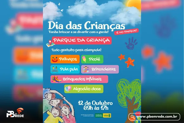 Prefeitura de Campina Grande prepara programação especial para comemorar Dia da Criança