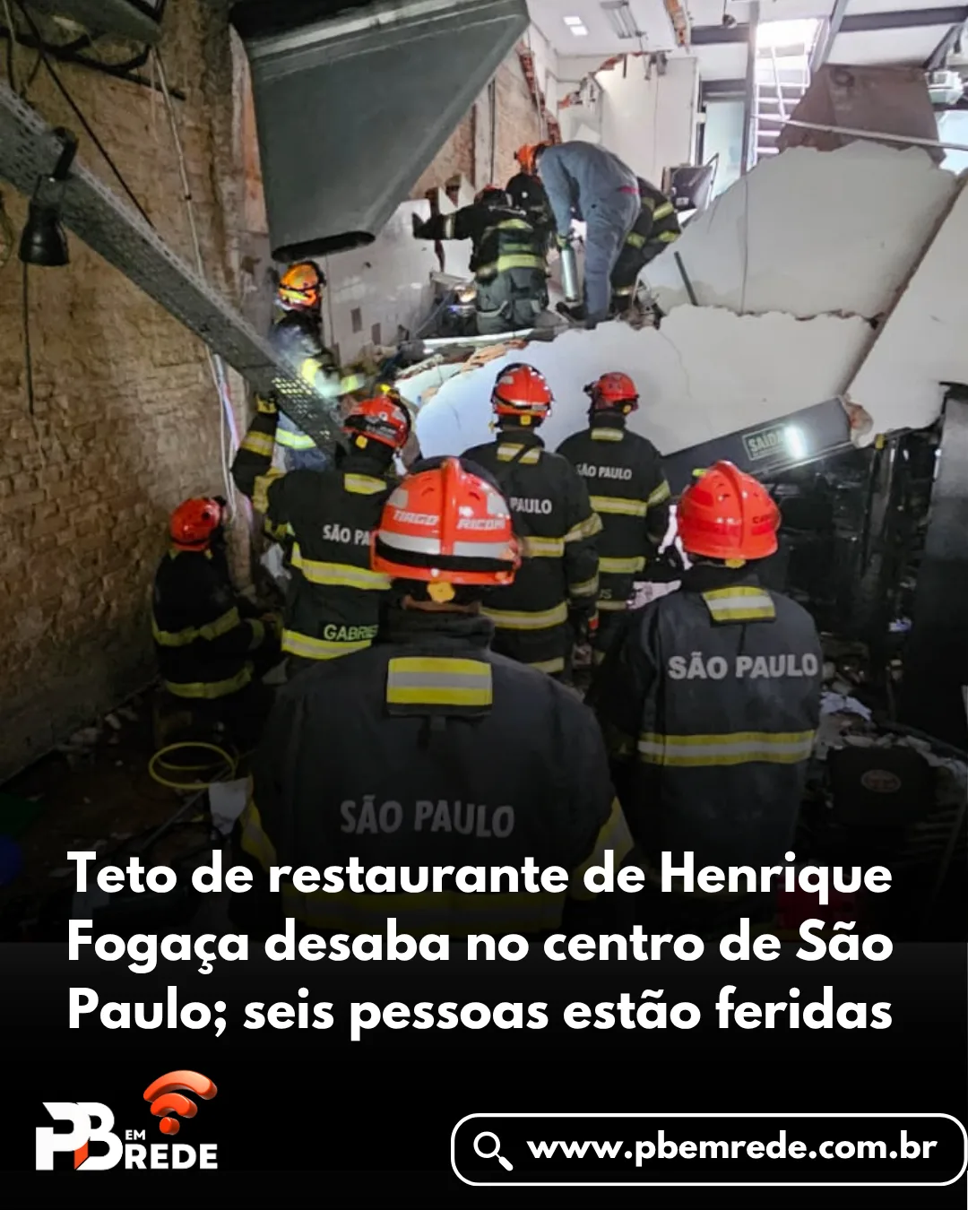 Teto de restaurante de Henrique Fogaça desaba no centro de São Paulo; seis pessoas estão feridas