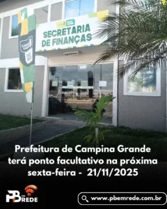 Prefeitura de Campina Grande terá ponto facultativo na próxima sexta-feira