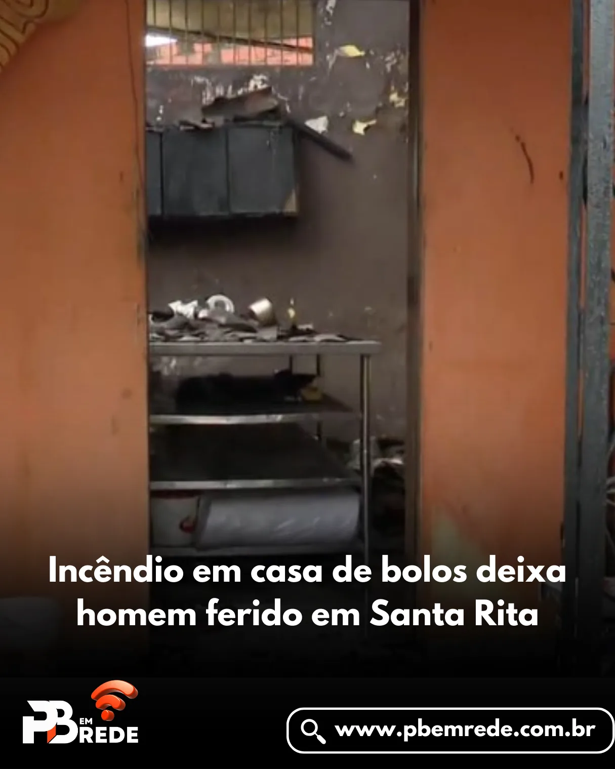 Incêndio em casa de bolos deixa homem ferido em Santa Rita